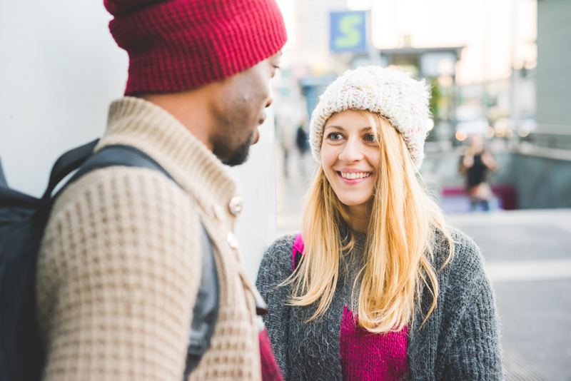 couple talking on the street